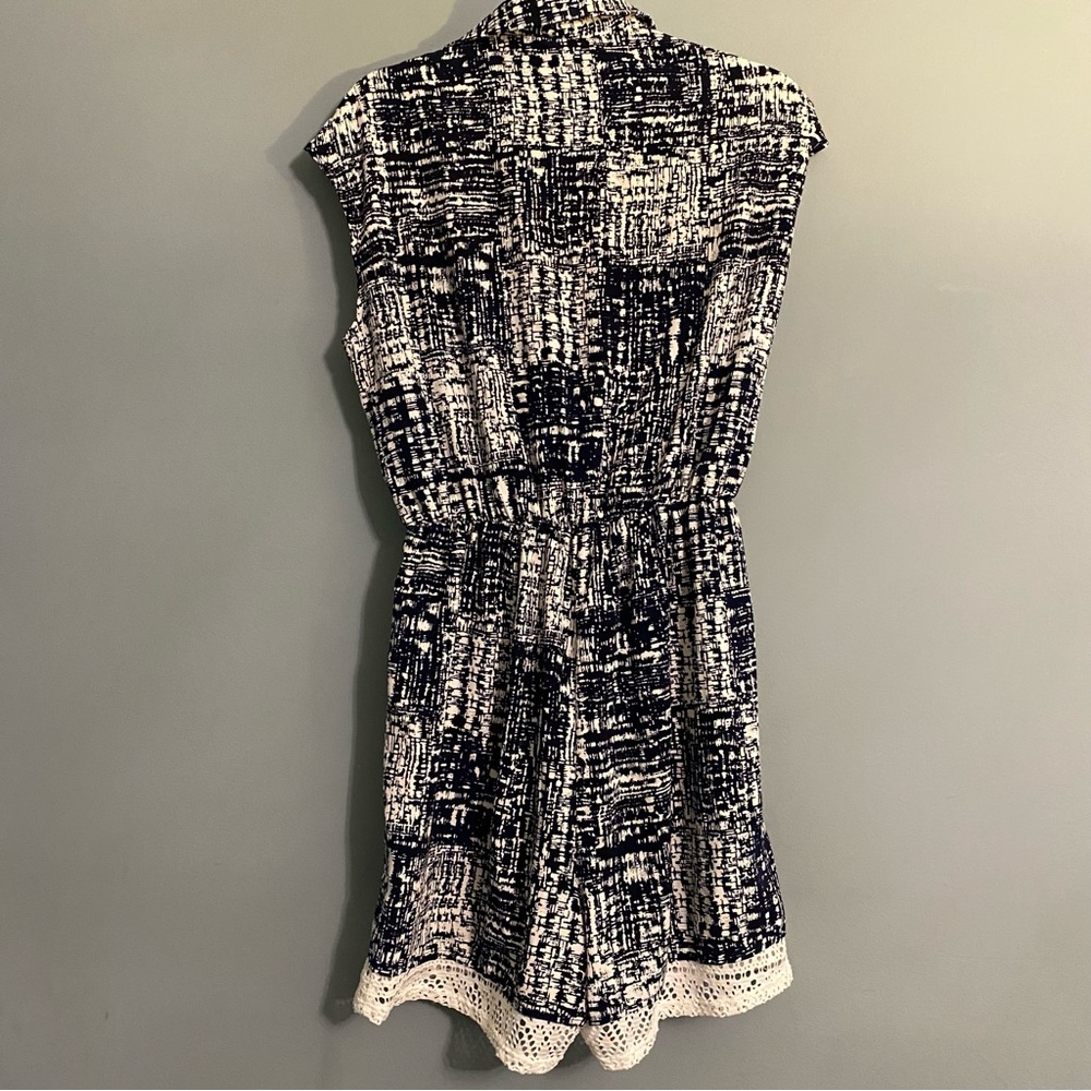 Freeway Navy & White Patterned Collared Romper Wi… - image 5
